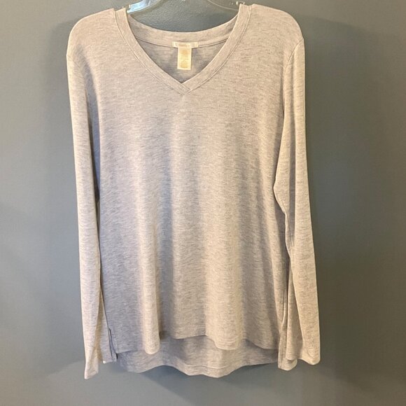 Matty M Sweaters - Matty M Women's Gray V -Neck Tunic Long Sleeve Top Large